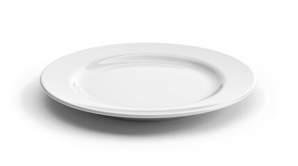 White Plate On White. Empty Plate for Dinner or Meal Isolated on Background