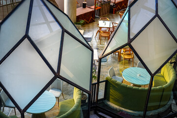 The restaurant looks aesthetic and modern