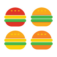 Set of Burger vector icon design on white background	