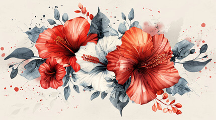 Festive congratulatory card design with floral sketch elements