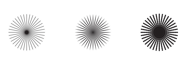 Radial, radiating, converging lines. Circular lines geometric element