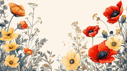 Hand-drawn floral elements for baby shower invitations