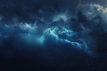 Abstract Cosmic Nebula Swirling in Night Sky with Stars and Nebula, Space Background of Dark Blue Galaxy Deep Space Starry Sky