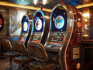 A slot machine with a space exploration theme