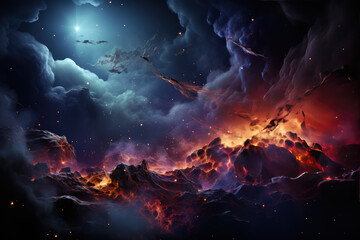 Fototapeta premium Dramatic Cosmic Landscape Scene With Nebula
