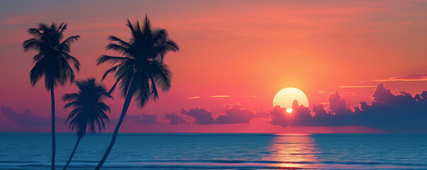 Atardecer en una playa paradisíaca.