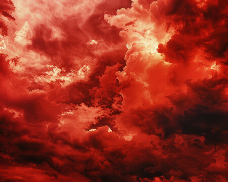 Cielo nublado rojo intenso.