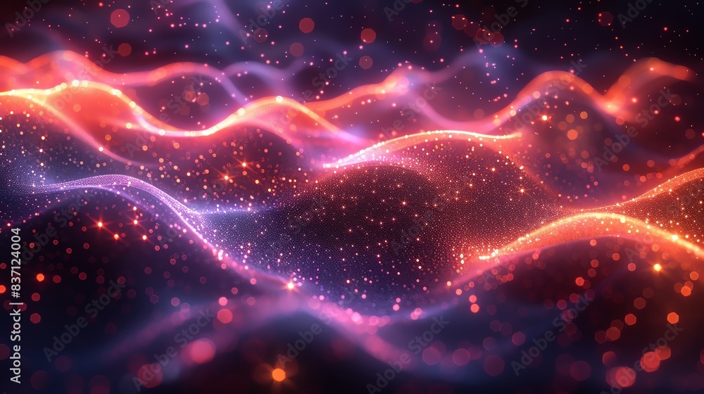 Poster abstract glowing wave background with vibrant colors and dynamic light particles. perfect for modern