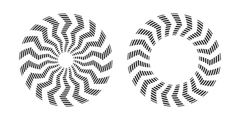 Set of Circular Rotating Design Elements. Abstract Circle Patterns