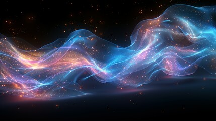 Fototapeta premium Emerald Echoes: Abstract Waves in the Realm of Science