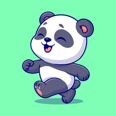 Cute panda walking cartoon vector icon illustration animal food icon concept isolated