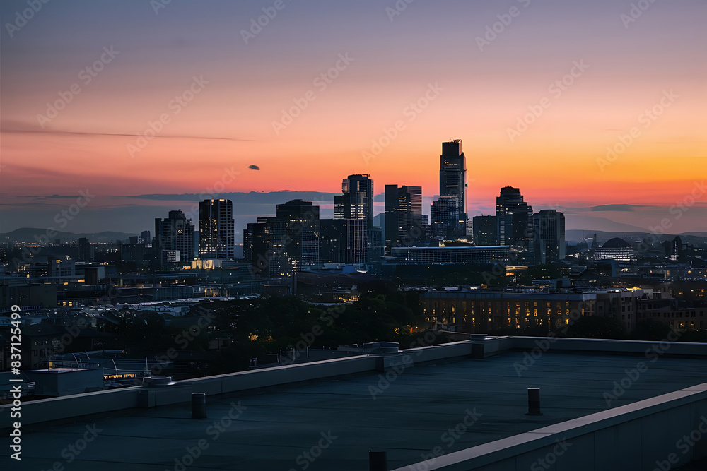 Sticker city at sunset