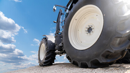 Bottom view of agricultural tractor