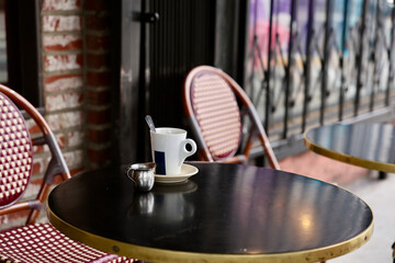 bistro chairs in an outdoor cafe