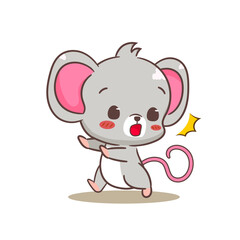 Cute mouse cartoon character. Adorable kawaii animal mascot vector illustration concept design. Isolated white background.