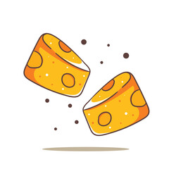 Floating Delicious Cheese Cartoon Vector Illustration. Food Object Icon Concept Design. Isolated White Background