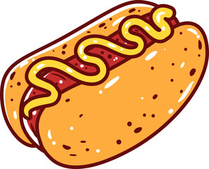 Hot dog, hand-drawn fast food icon.