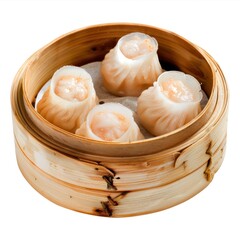 High-resolution image of delicious Dim Sum isolated on a clean white background.