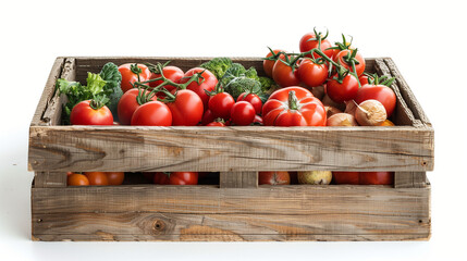 Cassa di legno piena di verdura.