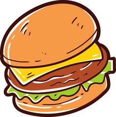Hamburger, fast food icon.