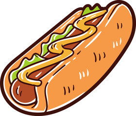 Hot dog, fast food icon.