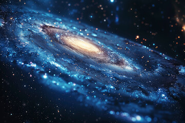 Obraz premium Galaxy in blue, cold in space close up