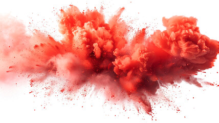 Red color explosion isolated on white or transparent PNG.  