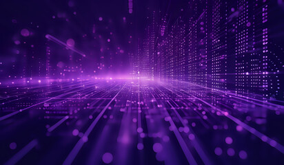 Obraz premium Purple digital networking, internet, cyber and business background
