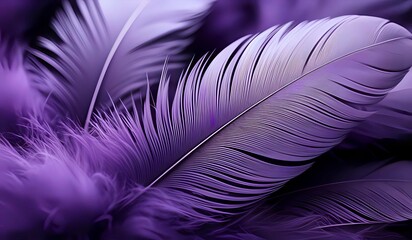 Close up of an purple feather background texture illustration. AI Generated