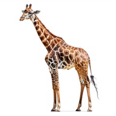 Majestic Giraffe Isolated on White Background. High-Resolution Wildlife Concept