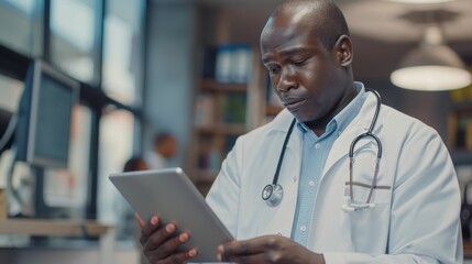 Eyeglasses-wearing doctor of African descent leading the way in digital patient engagement.