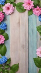 Obraz premium chocolate boards and flowers for product promotion with a summer theme. Herbs in a mortar Medicinal plants Selective focus. Spring Background