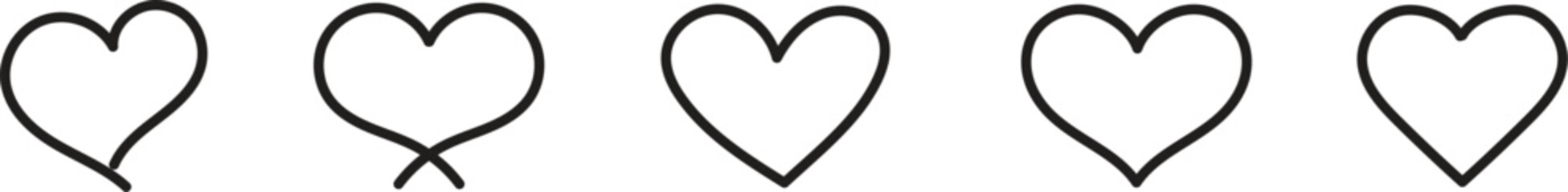 hand drawn heart vector, black and white sketch