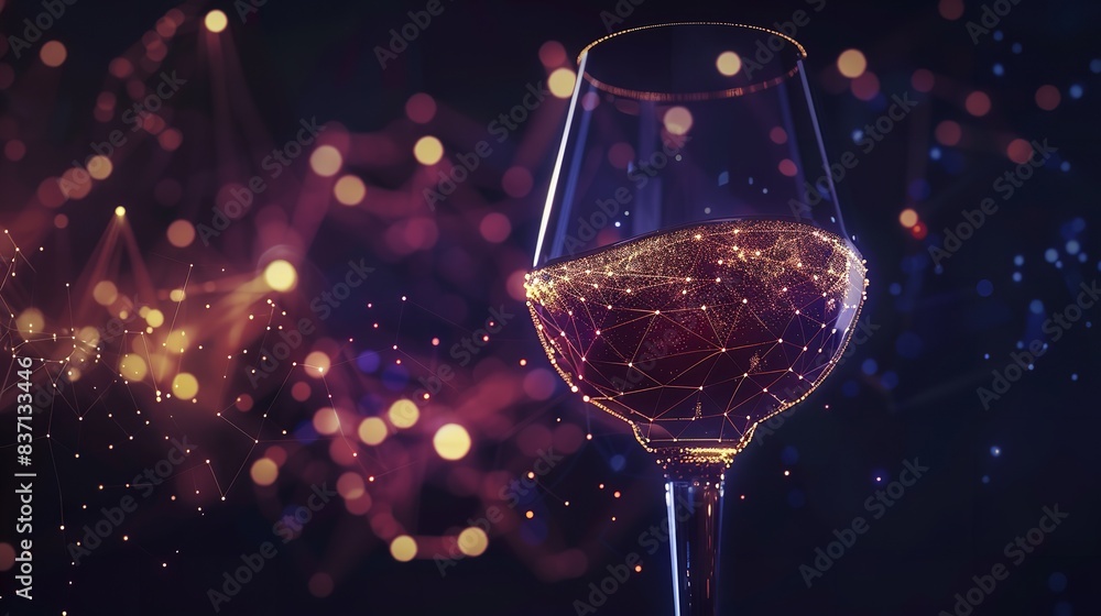 Wall mural abstract image of a glass of wine in the form of a star