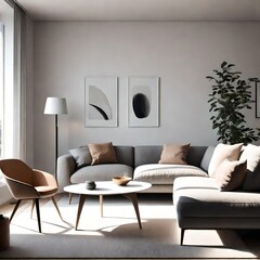 Design a minimalist living room with a focus on natural light