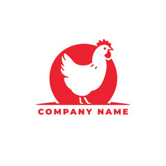 Minimalist and Simple Chicken Farm Logo. For business template illustration. Chicken mascot logo