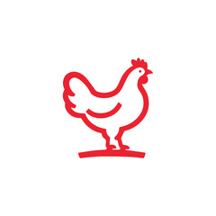 Minimalist and Simple Chicken Farm Logo. For business template illustration. Chicken mascot logo