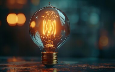 A glowing vintage light bulb with a warm, inviting glow. The filament is visible, adding a rustic and nostalgic feel.