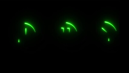 Play button neon icons and transparent backdrop with green color . Video audio player navigate symbol with black background.