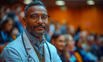 Doctor participating in a medical conference or seminar