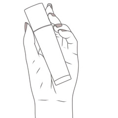illustration of a hand holding bottle 