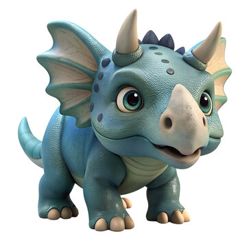 Cute triceratops, 3d render style, isolated on background