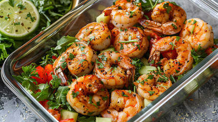 Simple weekly meal planner with shrimp recipes and shopping list
