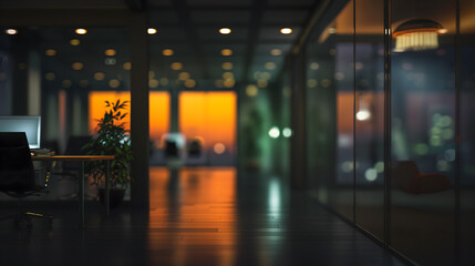 Fototapeta premium Serene Evening Ambiance in a Modern Office Interior