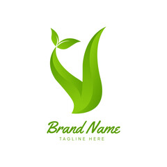 Letter V Nature Logo Template