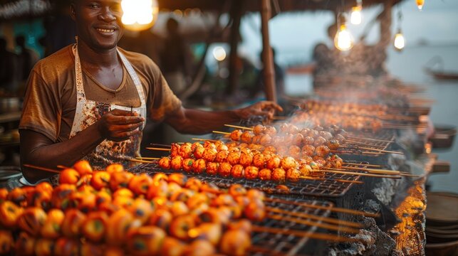 Street food Forodhani on the waterfront, Stone town, Zanzibar.