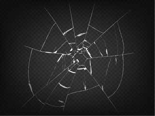 Vector cracked crushed realistic glass