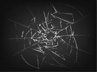 Vector cracked crushed realistic glass