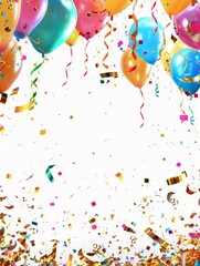 Pink and blue balloons with gold confetti for a cheerful occasion