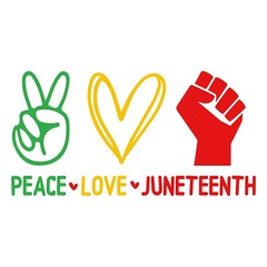 Juneteenth typography design on plain white transparent isolated background for card, shirt, hoodie, sweatshirt, apparel, tag, mug, icon, poster or badge